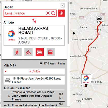 Cartes des stations Total